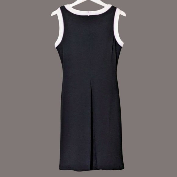 Chaps Pencil Dress Sleeveless Black And White With Accent Career Women Size Med - Picture 2 of 8
